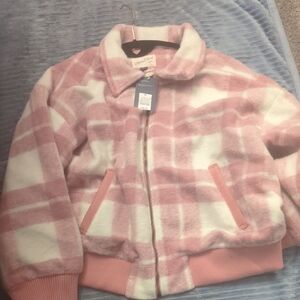Universal Thread Pink and White Plaid Jacket